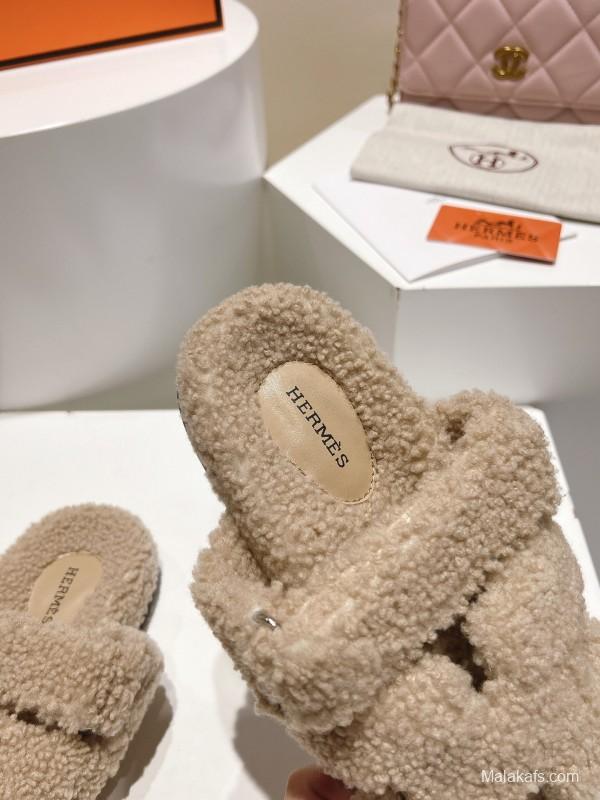 H Love Erjiu Full Fur Slippers Granule Fur Style - LY00300