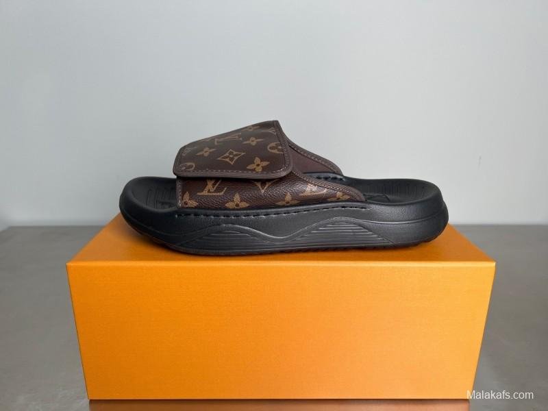 Louis Vuitton Miami Mule Slip-On Sandals with Velcro Strap - YC