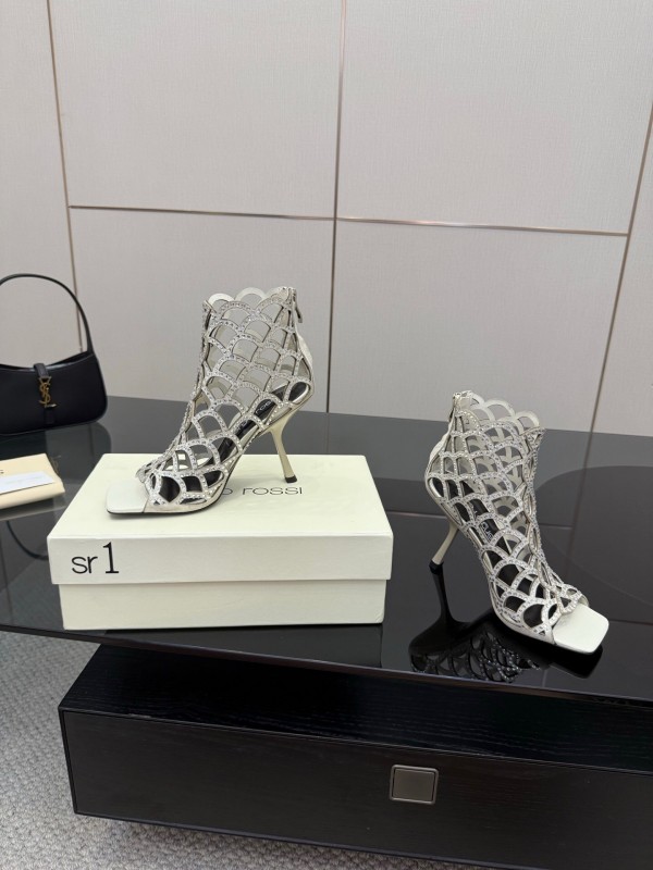 Sergio Rossi Mermaid Sandals 2025 SS Collection Elegant Fishnet High Heels - KFY00470