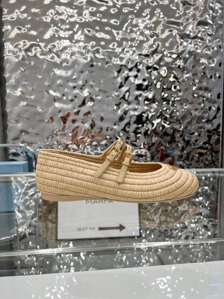 Prada Summer New Raffia Ballet Flats - KFY00340