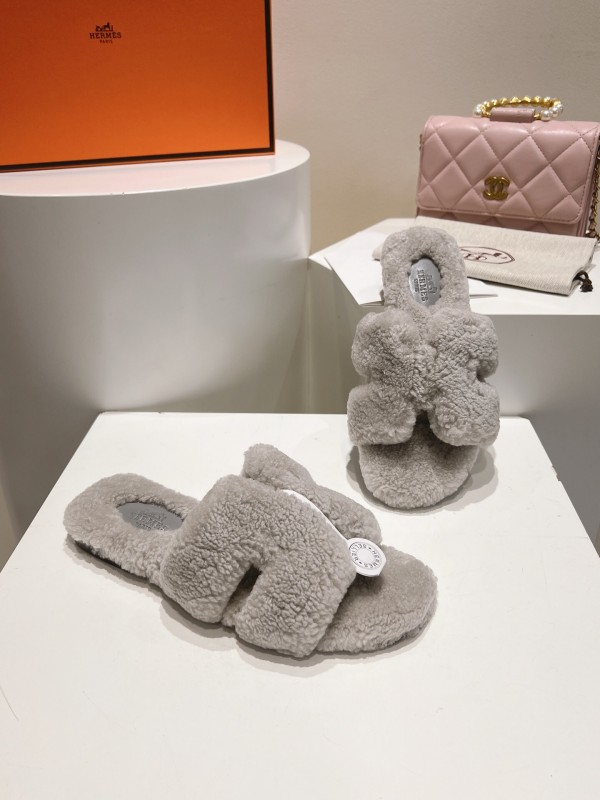 Hermès Teddy Wool Flat Slippers - LY00240