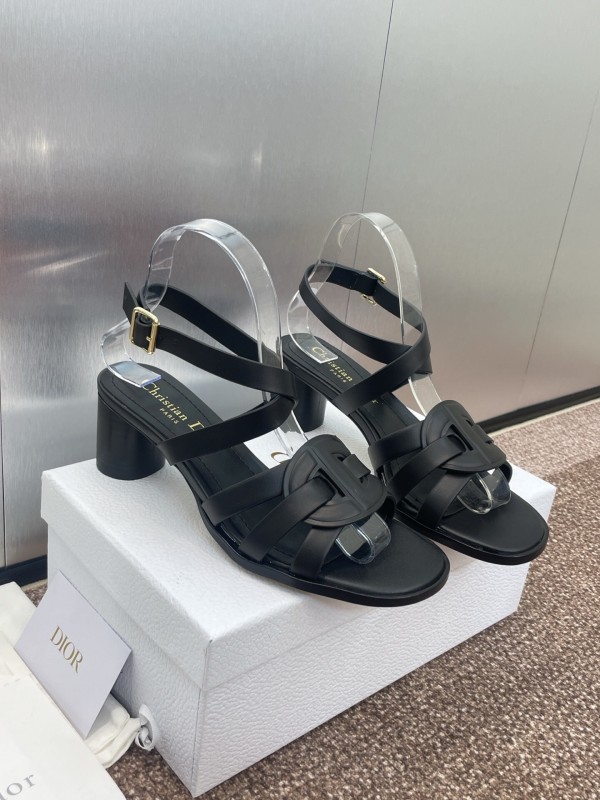 Dior D-Club Jelly Color Hollow Layered Cross Strap Mid Heel Women Shoes - KFY00290