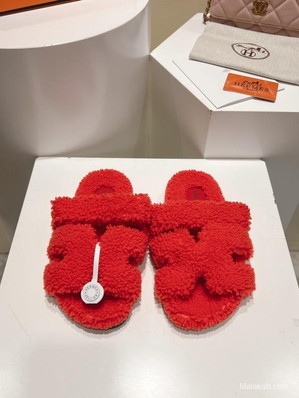 H Love Uncle Full Fur Slippers with Grain Fur - LY00300