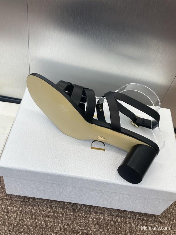 Dior D-Club Jelly Color Hollow Layered Cross Strap Mid Heel Women Shoes - KFY00290