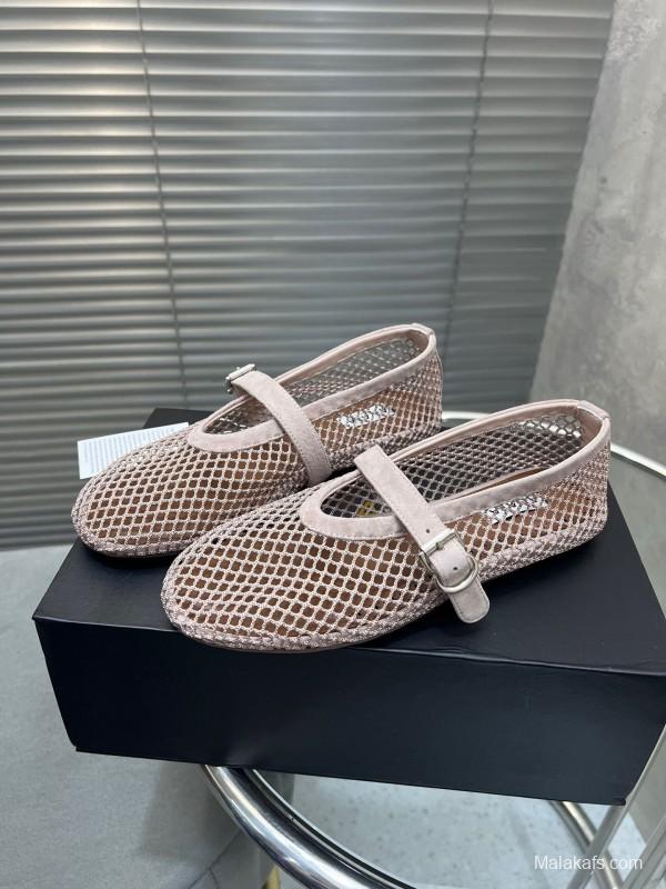 ALAIA 2025 Spring Summer Collection New Color Net Flat Sandals - KFY00270