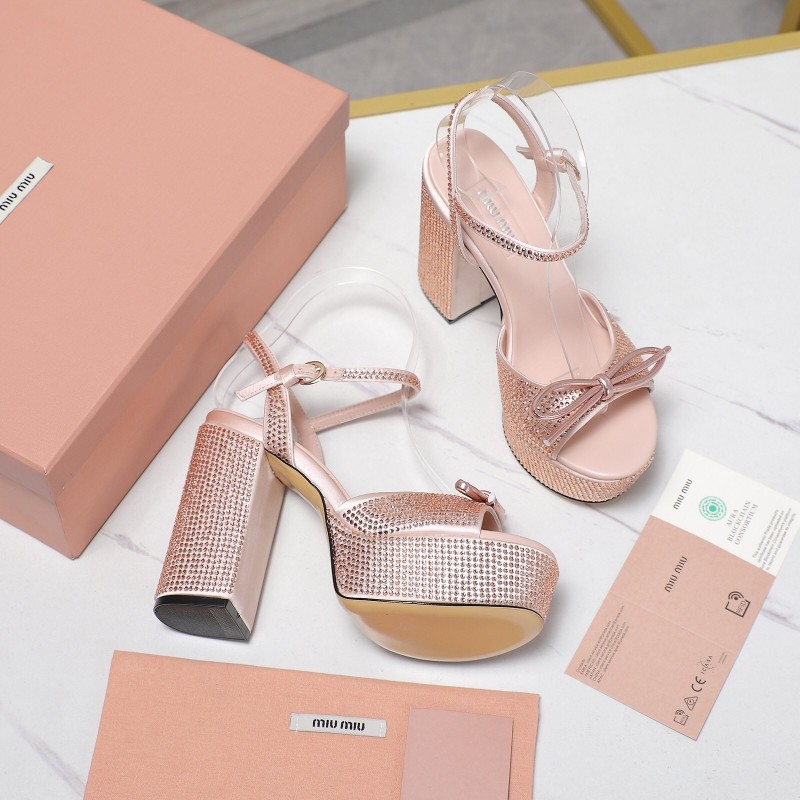 MIUMIU Bling Swarovski Crystal Sandals with 11.5cm Heel - KFY00340