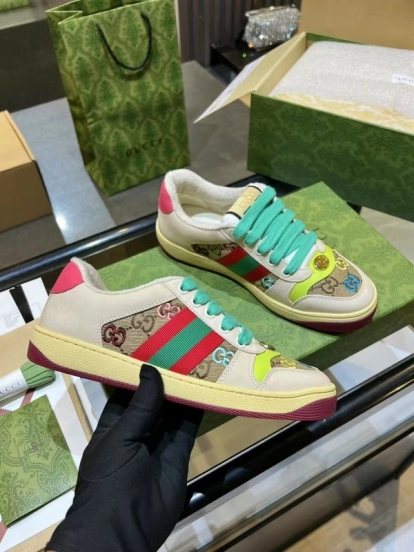 Gucci Distressed Sneakers 2025 SS Retro Design with Metal GG Logo - AS00270