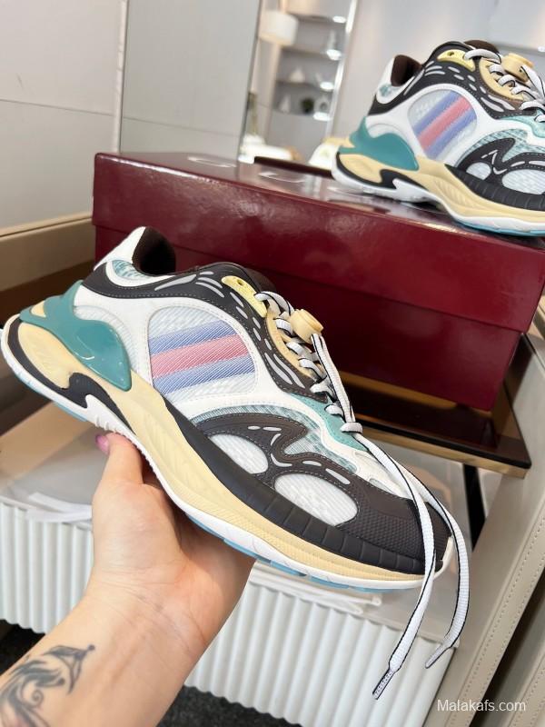 Gucci 2025/SS Series 2.0 Sneakers with Retro-Futuristic Design and Reflective Stripes - LY00460