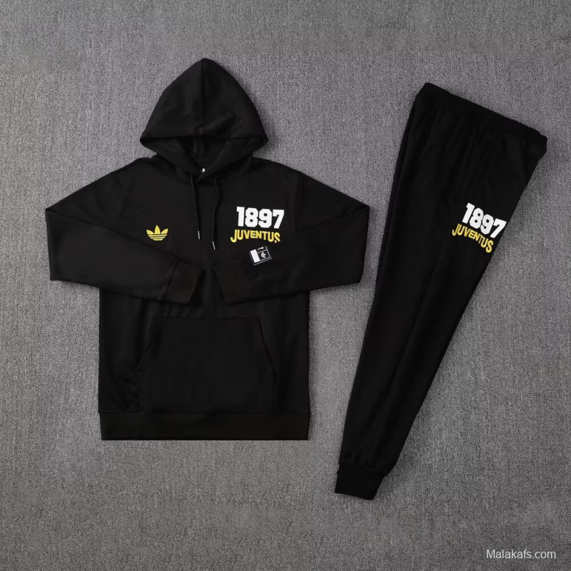 25/26 Juventus Black Sweatshirt Full Zipper Jacket+Long Pants
