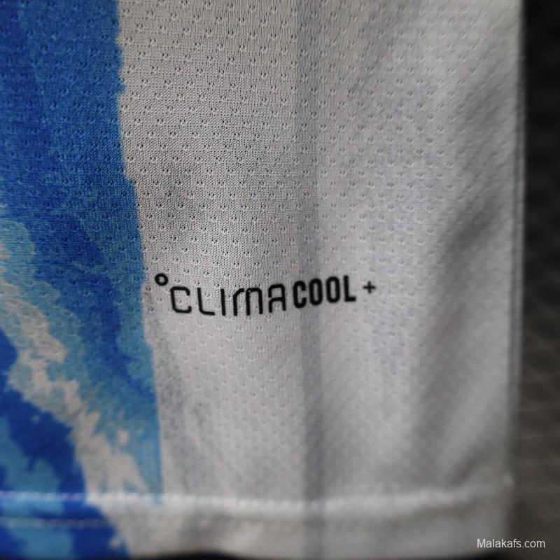2026 Player Version Argentina White and Light Blue with Brushstroke Stripes Jersey