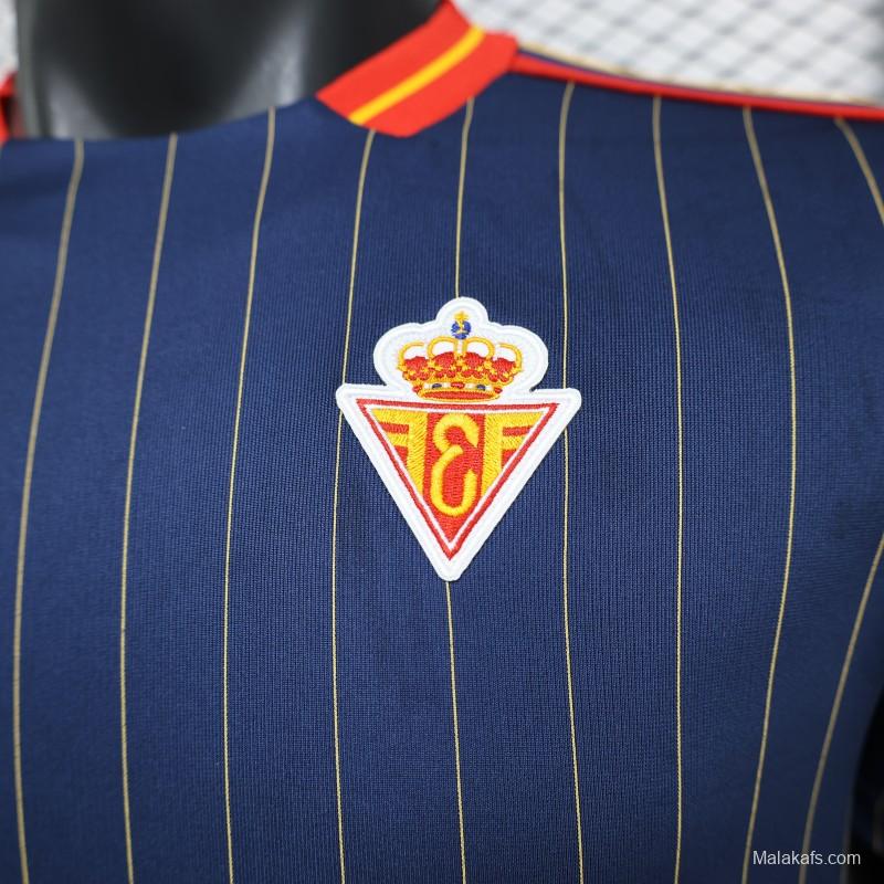 2026 Player Version Spain Navy Blue with Thin Yellow Pinstripes Jersey
