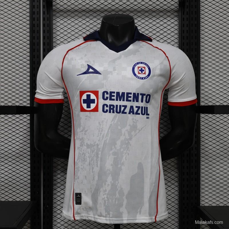 25/26 Player Version Cruz Azul White with Faint Grey Pattern Jersey