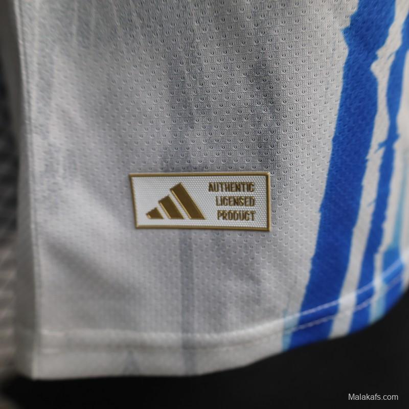 2026 Player Version Argentina White and Light Blue with Brushstroke Stripes Jersey