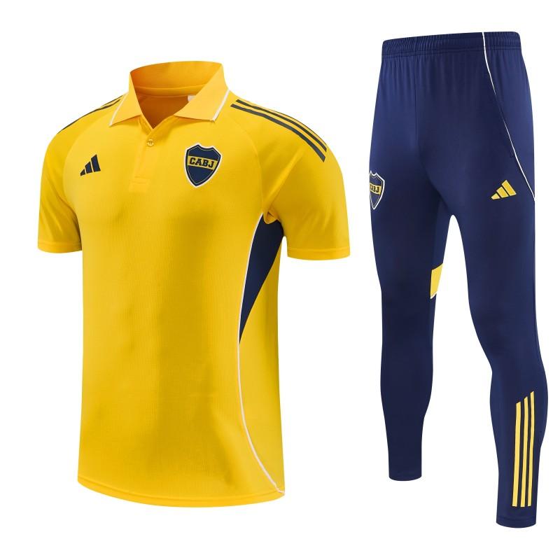 26/27 Boca Yellow Polo Training Shirt + Long Pants Tracksuit