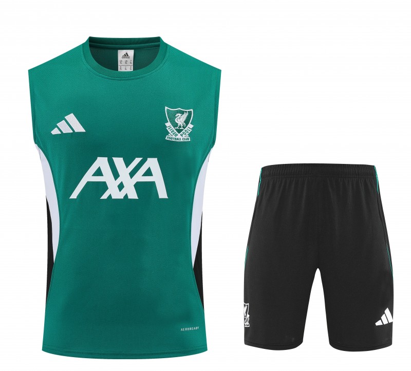 26/27 Liverpool  Green Sleeveless Training Vest + Black Shorts Set