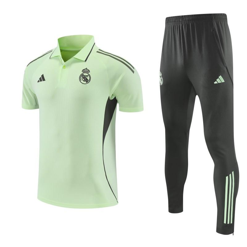 26/27 Real Madrid Light Green  Polo Training Shirt + Long Pants Tracksuit