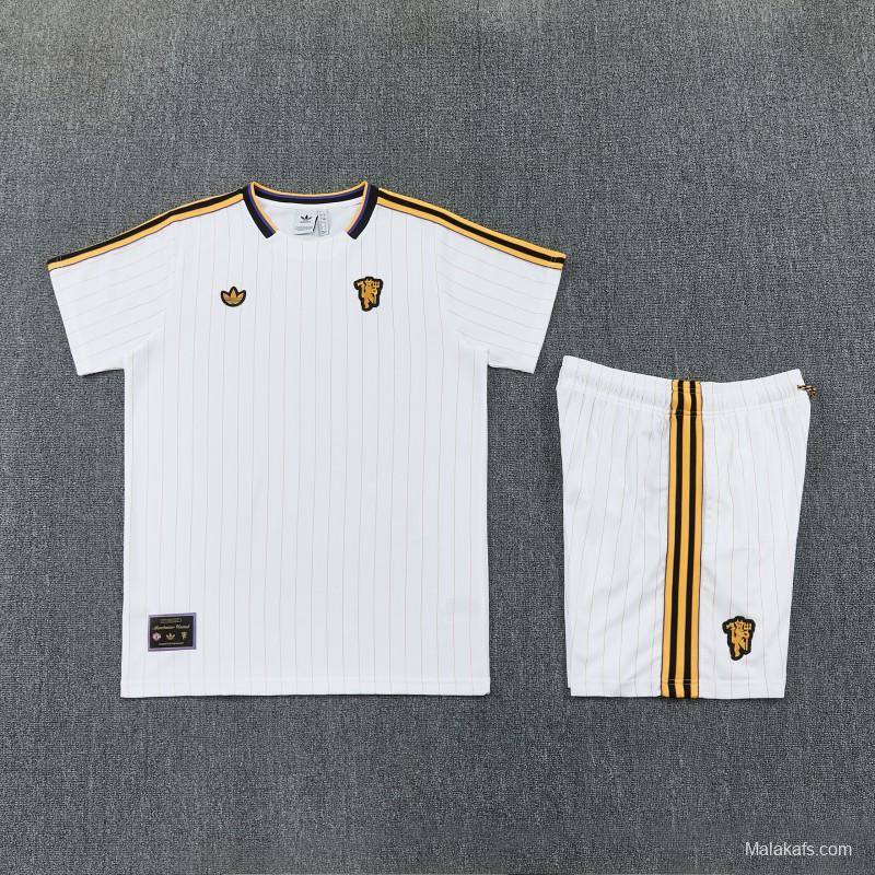 26/27 Manchester United White Short Sleeve+Soccer Shorts