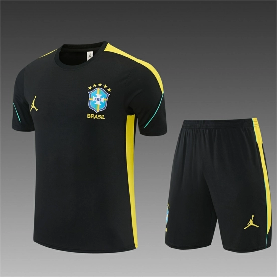 2026 Brazil Black & Yellow Short Sleeve+Soccer Shorts