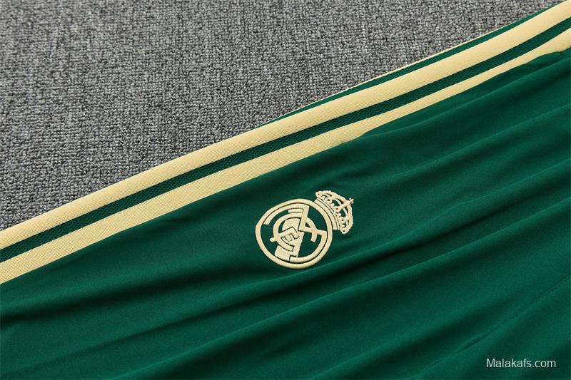 2026 Real Madrid Green & Cream  Half Zipper Jacket Tracksuit + Long Pants