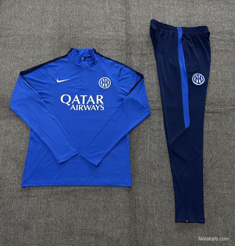 2026 Kids  Inter Milan Royal Blue Half  Zipper Jacket Tracksuit + Long Pants (Nike)