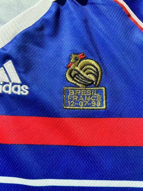 Retro Kids 1998 France Home Long Sleeve Jersey
