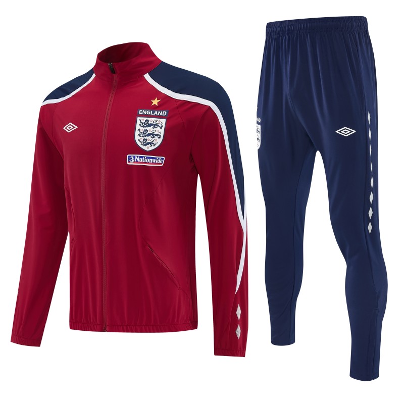 2026 England Red & Navy Blue Full Zipper Jacket Tracksuit + Long Pants