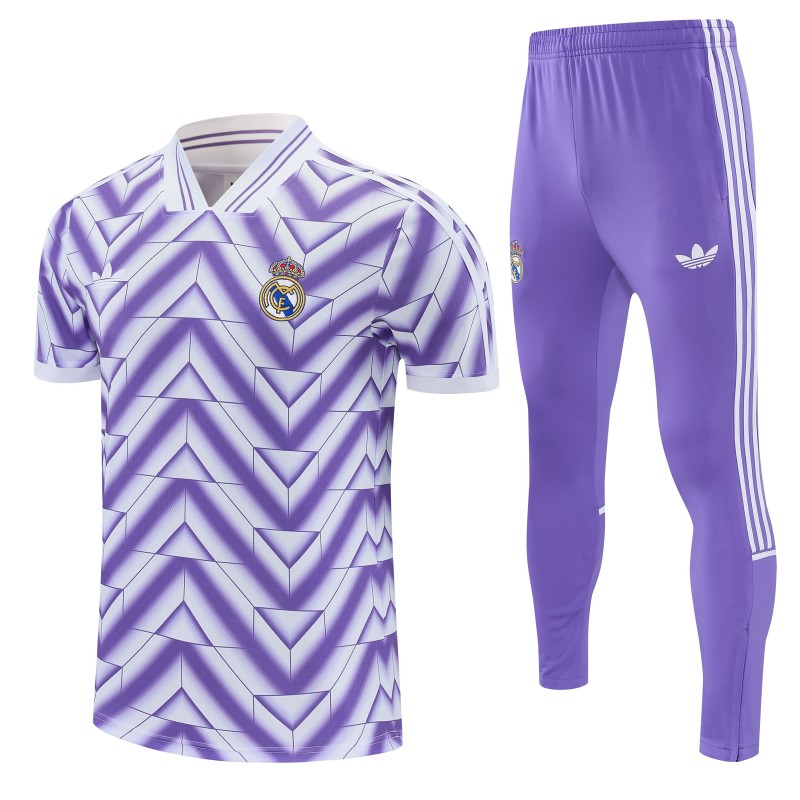26/27 Real Madrid Purple Short Sleeve Tracksuit + Long Pants