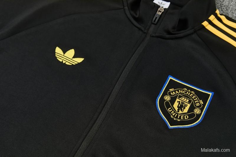 26/27 Manchester United Black & Blue Full Zipper Jacket Tracksuit + Long Pants
