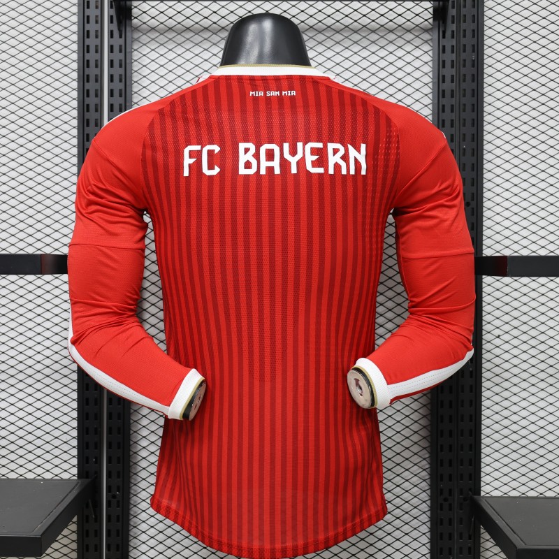 Player Version 26/27 FC Bayern Munich Red-on-Red Diagonal Stripe  Long Sleeve Jersey