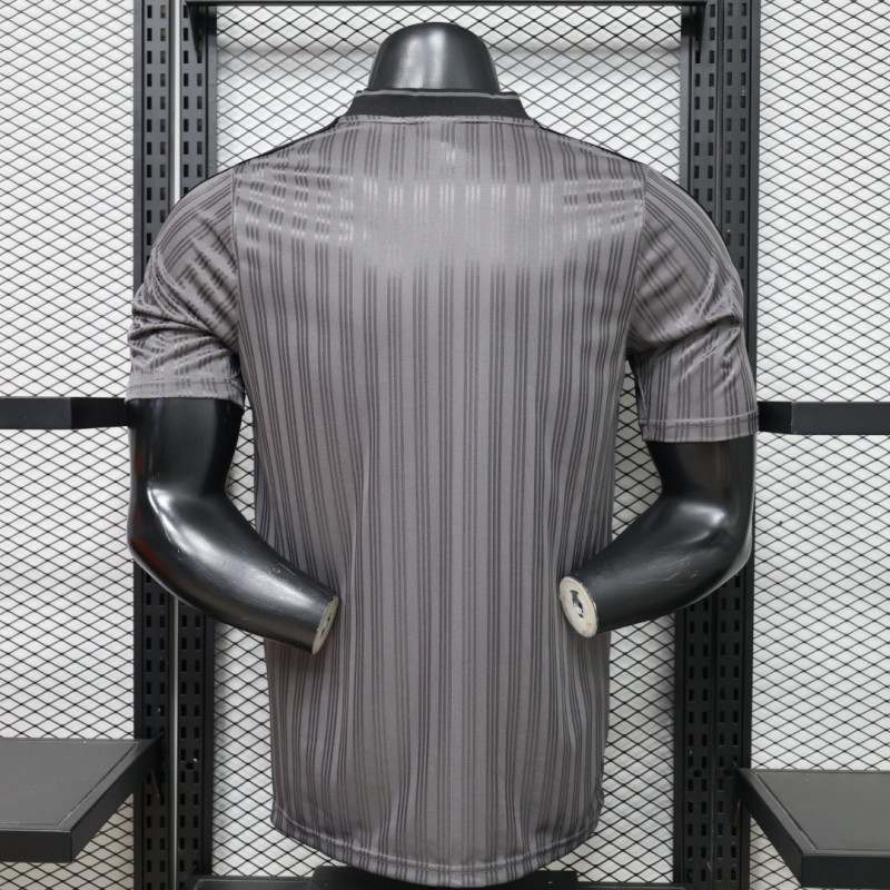 Player Version 2026  Adidas Originals Retro Style Charcoal Grey Stripe Football Jersey