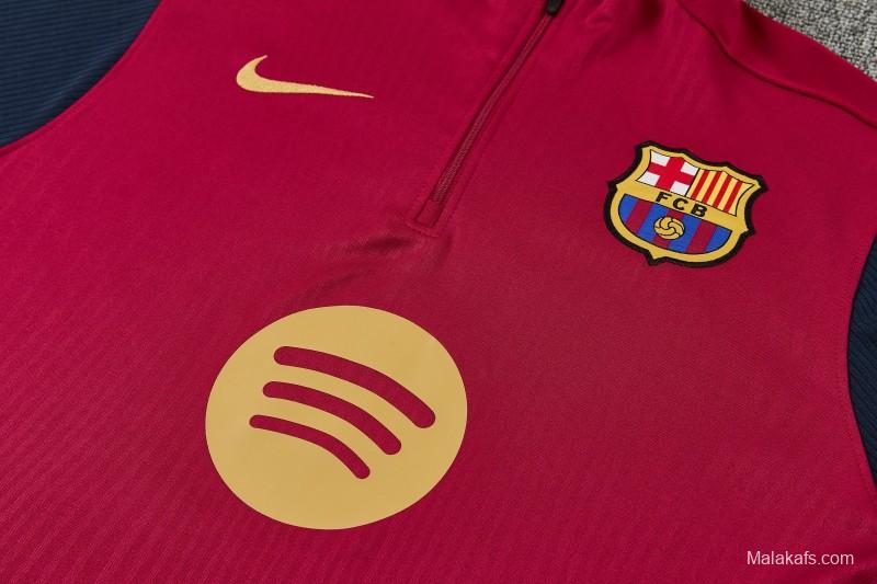 26/27 Barcelona Red & Black Half Zipper Jacket Tracksuit + Long Pants