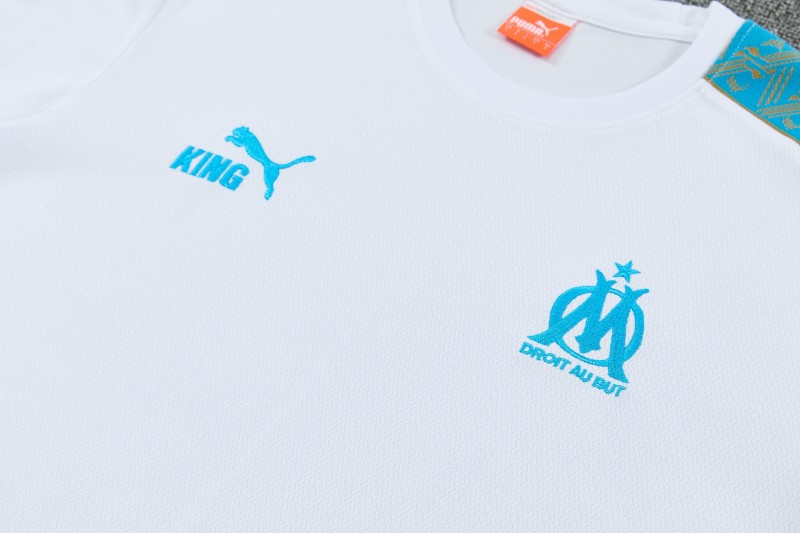 26/27 Marseille White&Navy Blue Short Sleeve Tracksuit + Long Pants