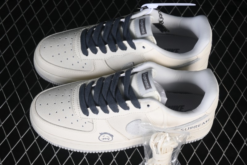 Nike Air Force 1 '07 Low Canvas White Grey Casual Skateboarding Shoes with Full-Length Air Cushion - DW8806-009