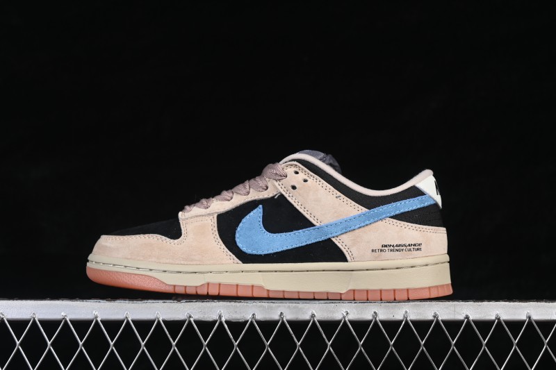 Nike SB Dunk Low Khaki Black Blue Swoosh Low-Top Skateboarding Shoes - HJ0367-200