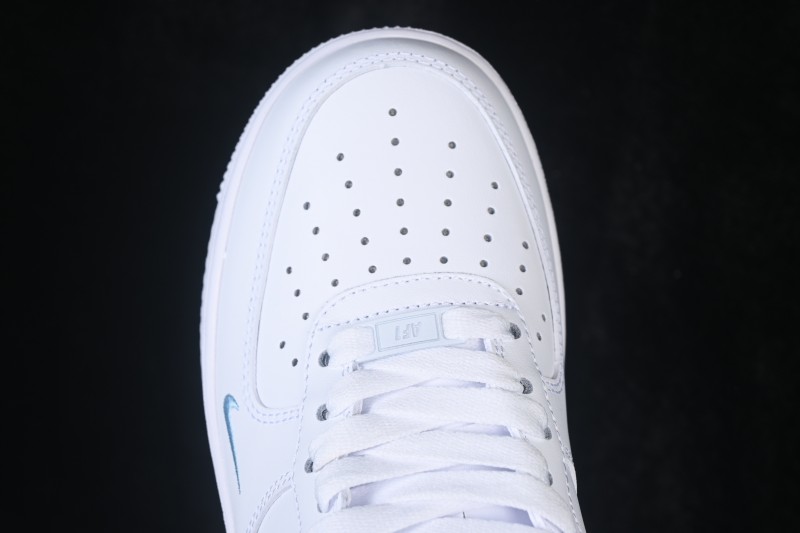 Nike Air Force 1 '07 Low Casual Basketball Shoes with White and Blue Swoosh and Full-Length Air Cushion - ZH0316-121
