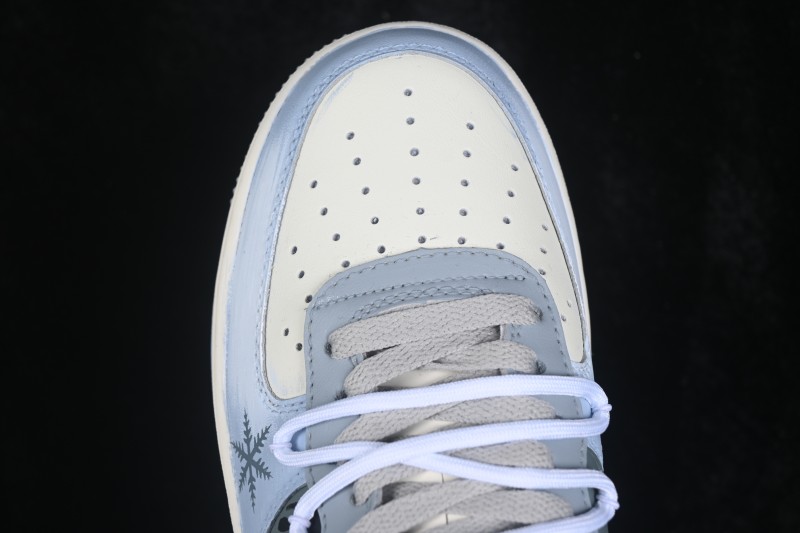 Nike Air Force 1 '07 Low Icefield Snowfall Hand-Painted Sneakers with Frosted Snowflake Design - DO7417-199