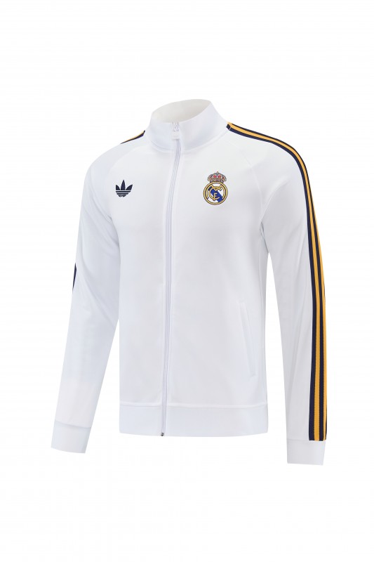 26/27 Real Madrid White Full Zipper Jacket Tracksuit + Long Pants