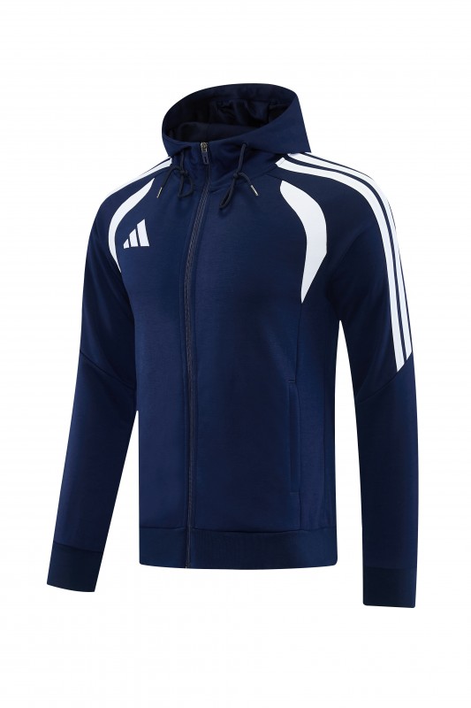 26/27 Adidas M06  Navy Blue Full Zipper Hooded Jacket Tracksuit + Long Pants