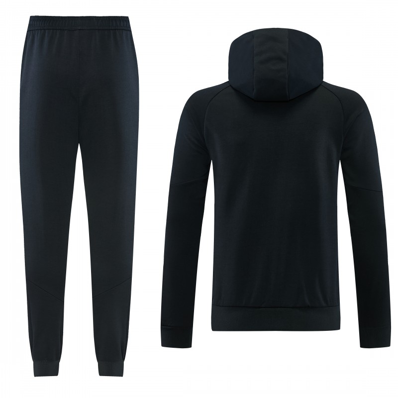 26/27 Adidas M06  Black Full Zipper Hooded Jacket Tracksuit + Long Pants
