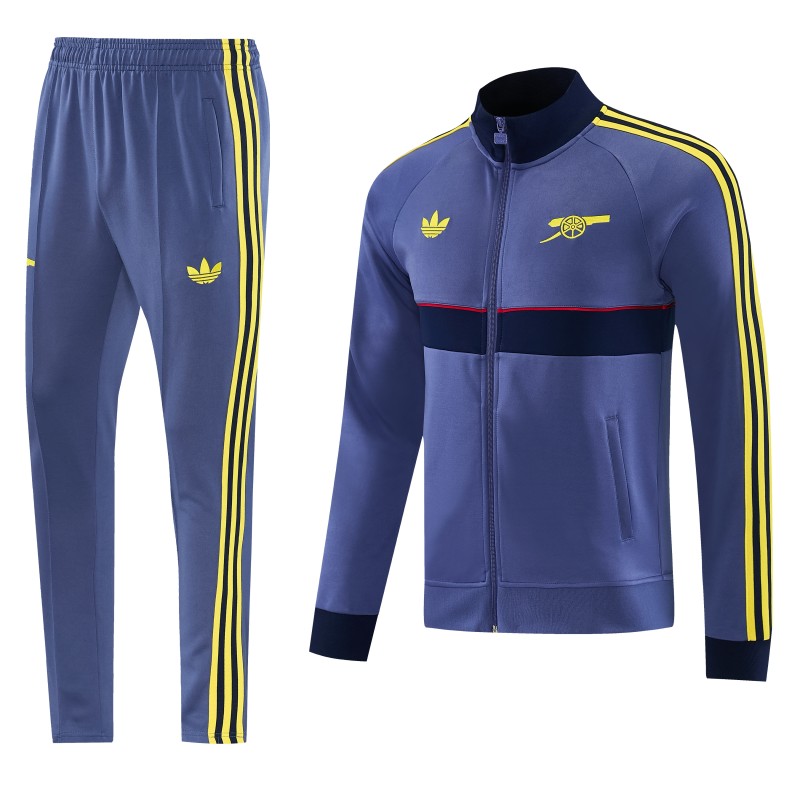 26/27  Arsenal FC Blue Grey Full Zipper Jacket Tracksuit + Long Pants