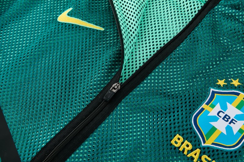 26/27 Brazil  Green Mesh Anthem Full Zipper Hooded Windbreaker Jacket