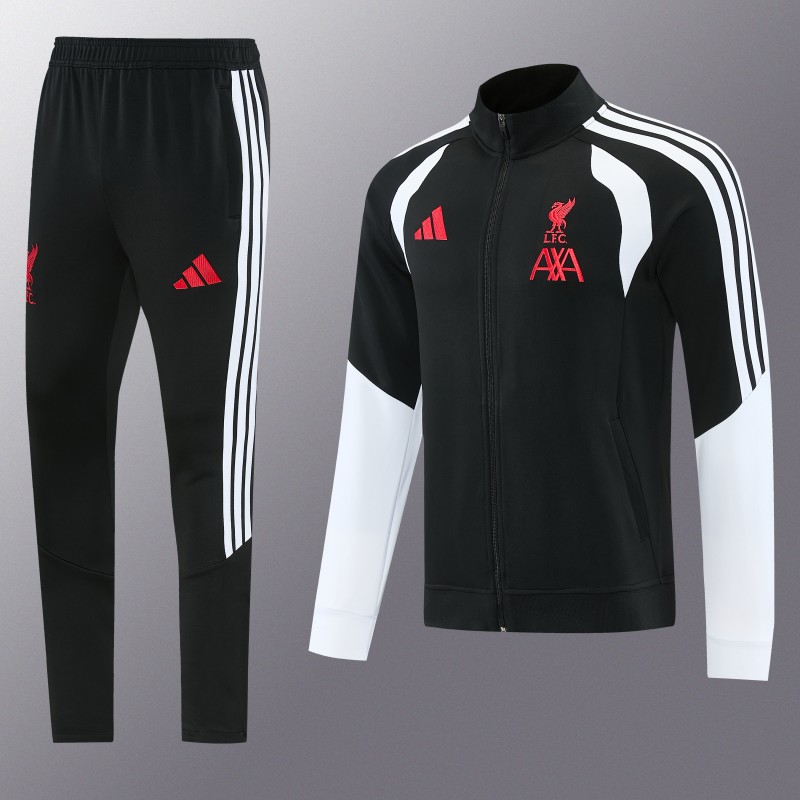 26/27  Liverpool FC  Black Full Zipper Jacket Tracksuit + Long Pants