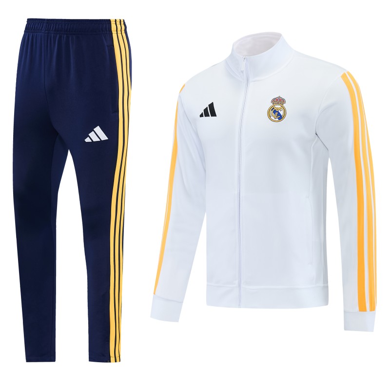 26/27 Real Madrid  White Full Zipper  Jacket Tracksuit + Long Pants