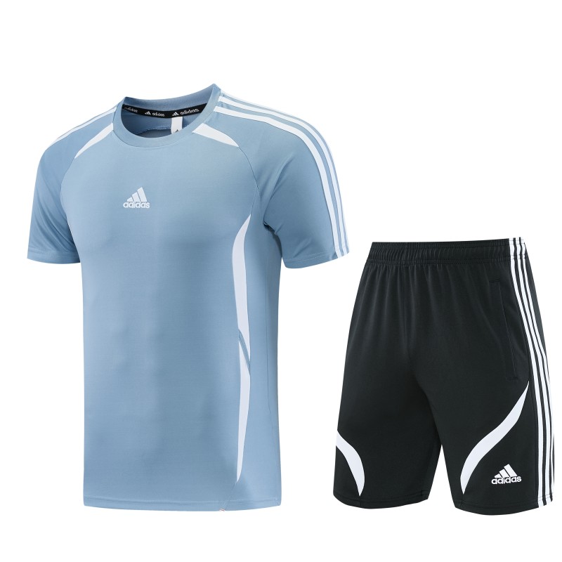 26/27 Adidas 16 Blue Grey Short Sleeve+Soccer Shorts