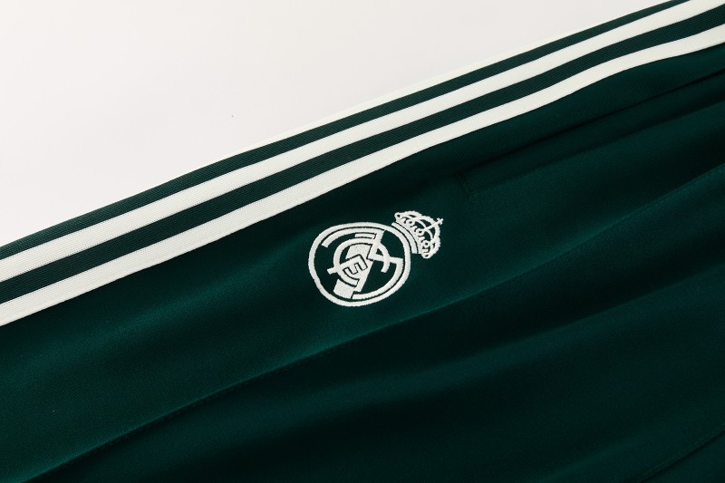 26/27 Real Madrid CF White Full Zipper Jacket Tracksuit + Green Long Pants