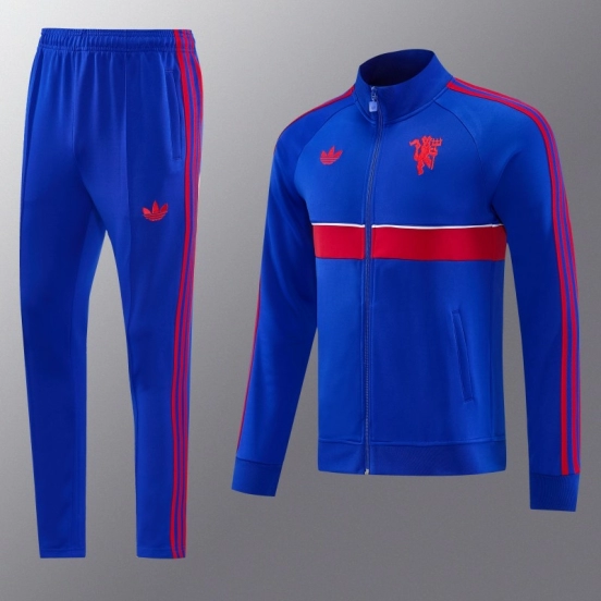 26/27 Manchester United Blue Full Zipper Jacket Tracksuit + Long Pants