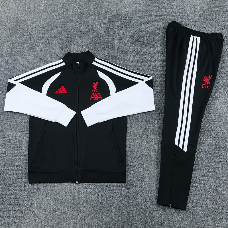 26/27  Liverpool FC  Black Full Zipper Jacket Tracksuit + Long Pants