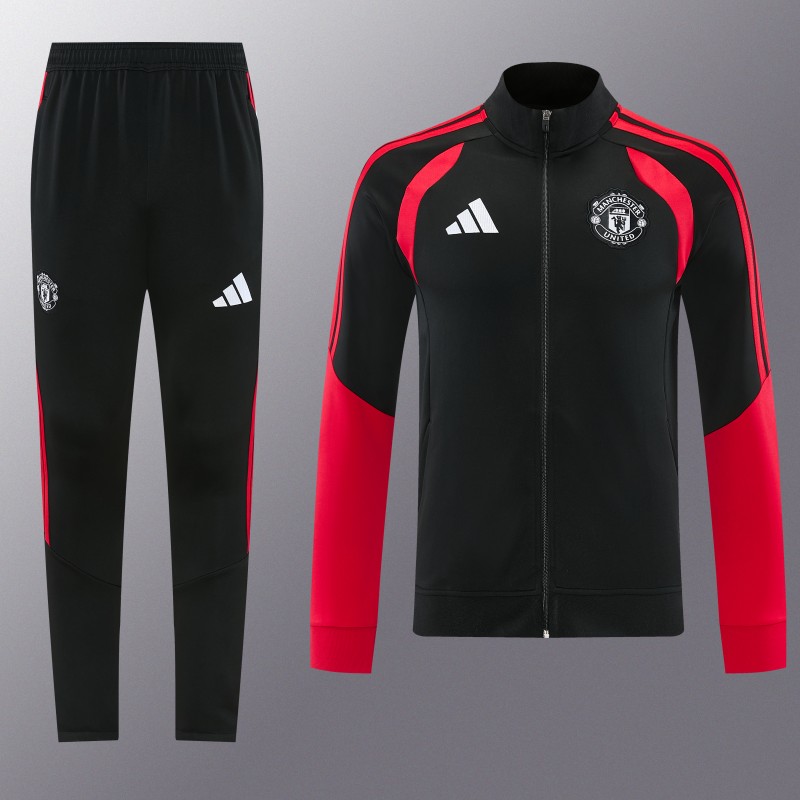 26/27 Manchester United FC  Black Full Zipper Jacket Tracksuit + Long Pants
