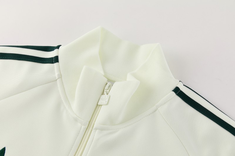 26/27 Real Madrid CF White Full Zipper Jacket Tracksuit + Green Long Pants