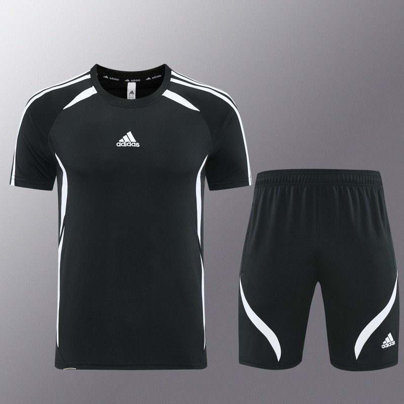 26/27 Adidas 16 Black Short Sleeve+Soccer Shorts